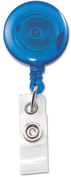 Advantus® Translucent Retractable ID Card Reel,  34" Extension, Blue, 12/Pack
