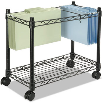 Fellowes® High-Capacity Rolling File Cart Metal, 1 Shelf, 2 Bins, 24" x 14" 20.5", Black