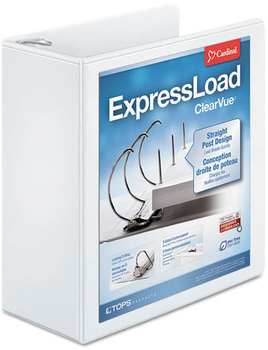Cardinal® ExpressLoad™ ClearVue™ Locking D-Ring Binder,  4" Cap, 11 x 8 1/2, White