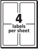 A Picture of product AVE-8168 Avery® Shipping Labels with TrueBlock® Technology w/ Inkjet Printers, 3.5 x 5, White, 4/Sheet, 25 Sheets/Pack