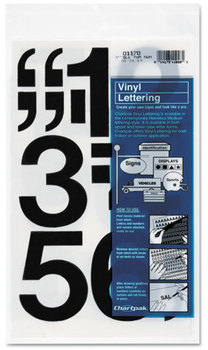 Chartpak® Press-On Vinyl Letters & Numbers,  Self Adhesive, Black, 3"h, 10/Pack