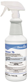 Diversey™ Virex® TB Disinfectant Cleaner,  Lemon Scent, Liquid, 32 oz, Flip-Top Bottle, 12/Case