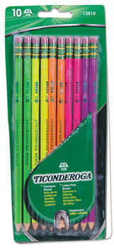 Ticonderoga® Pre-Sharpened Pencil,  HB, #2, Assorted Color Barrels, 10/Set