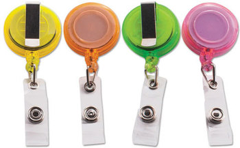 Advantus® Deluxe Retractable ID Card Reel,  30" Extension, Assorted Colors, 20/Pack