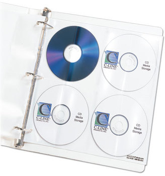 C-Line® Deluxe CD Ring Binder Storage Pages,  Standard, Stores 8 CDs, 5/PK