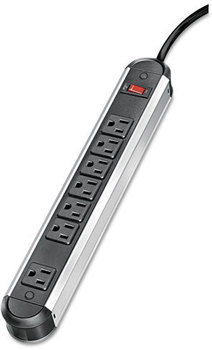 Fellowes® Seven-Outlet Metal Power Strip 7 Outlets, 12 ft Cord, Black/Silver