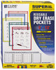 A Picture of product CLI-40620 C-Line® Reusable Dry Erase Pockets,  9 x 12, Assorted Primary Colors, 25/Box