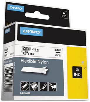 DYMO® Rhino Industrial Label Cartridges,  1/2" x 11 1/2 ft, White/Black Print