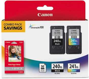 Canon® 5206B005 Ink and Paper Combination,  Black/Tri-Color