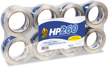Duck® HP260 Packaging Tape,  1.88" x 60yds, 3" Core, Clear, 8/Pack