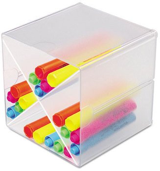 deflecto® Stackable Cube Desktop Organizer,  Clear Plastic, 6 x 6 x 6