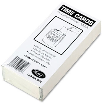 Lathem® Time Cards for Lathem® Model 7000E Totalizing Time Recorder,  Numbered 1-100, Two-Sided, 100/Pack