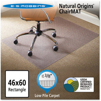 ES Robbins® Natural Origins® Chair Mat for Carpet,  46 x 60, Clear