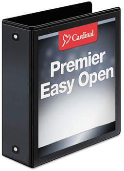 Cardinal® Premier Easy Open® ClearVue™ Locking Round Ring Binder,  3" Cap, 11 x 8 1/2, Black