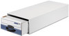 A Picture of product FEL-00302 Bankers Box® STOR/DRAWER® STEEL PLUS™ Extra Space-Savings Storage Drawers 10.5" x 25.25" 5.25", White/Blue, 12/Carton