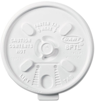 Dart® Lift n' Lock Plastic Hot Cup Lids,  6-10oz Cups, White, 1000/Carton