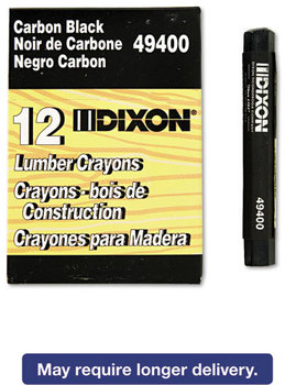 Dixon® Lumber Crayons,  4 1/2 x 1/2, Carbon Black, Dozen