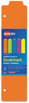 Avery® Tabbed Snap-In Bookmark Plastic Dividers 5-Tab, 11.5 x 3, Assorted, 1 Set