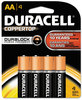 A Picture of product DUR-MN1500B4Z Duracell® CopperTop® Alkaline Batteries with Duralock Power Preserve™ Technology,  AA, 4/Pk