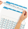 A Picture of product AVE-11410 Avery® Print & Apply Index Maker® Clear Label Dividers with Easy Printable Strip and Color Tabs 5-Tab, 11 x 8.5, White, Blue 5 Sets