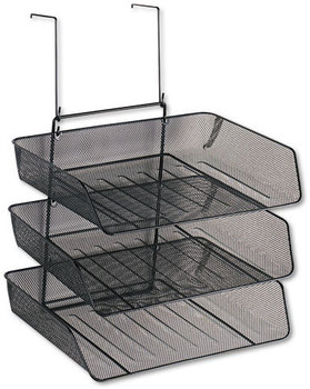 Fellowes® Mesh Partition Additions™ Triple Tray Three-Tray Organizer, 11.13 x 14 14.75, Over-the-Panel/Wall Mount, Black