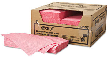 Chix® Wet Wipes,  11 1/2 x 24, White/Pink, 200/Carton