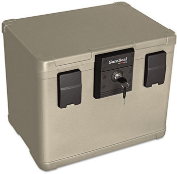 SureSeal By FireKing® 0.6 cu ft/Letter and A4 Size Fire and Waterproof Chest,  0.60 ft3, 16w x 12-1/2d x 13h, Taupe