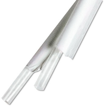 Eco-Products® Clear Wrapped Straw, 7.75", PLA, 400/Pack, 24 Packs/Case