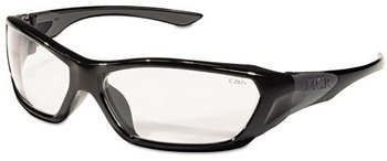 Crews® Forceflex™ Professional Grade Safety Glasses,  Black Frame, Clear Lens