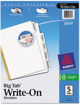 Avery® Write & Erase Big Tab™ Paper Dividers and 5-Tab, 11 x 8.5, White, Tabs, 1 Set