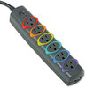A Picture of product KMW-62147 Kensington® SmartSockets® Color-Coded Six-Outlet Strip Surge Protector,  6 Outlets, 7 ft Cord, 945 Joules