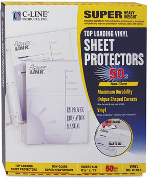 C-Line® Vinyl Sheet Protector,  Nonglare, 2", 11 x 8 1/2, 50/BX