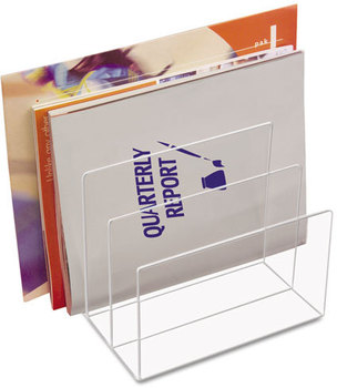 Kantek Clear Acrylic Desk File,  Three Sections, 8 x 6 1/2 x 7 1/2, Clear