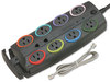 A Picture of product KMW-62691 Kensington® SmartSockets® Color-Coded Eight-Outlet Adapter Model Surge Protector,  8 Outlets, 8 ft Cord, 3090 Joules