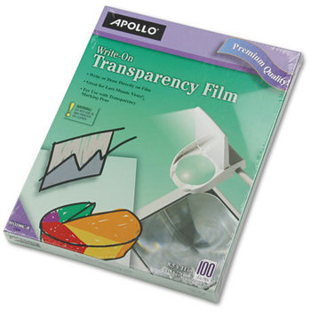 Apollo® Write-On Transparency Film,  Letter, Clear, 100/Box