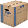 A Picture of product FEL-0062701 Bankers Box® SmoothMove™ Prime Moving & Storage Boxes Moving/Storage Hinged Lid, Regular Slotted Container, Small, 12" x 16" Brown/Blue, 10/Carton