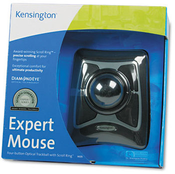Kensington® Expert Mouse® Trackball,  ScrollRing, Black/Silver