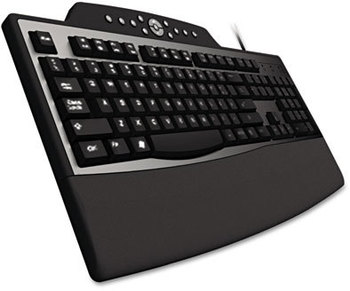 Kensington® Pro Fit™ Comfort Wired Keyboard with Internet Keys,  Internet/Media Keys, Wired, Black