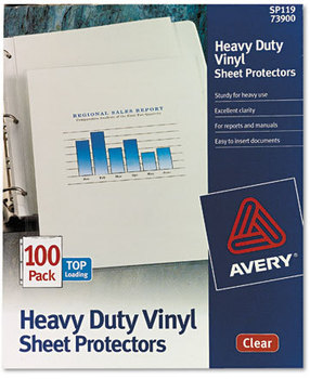 Avery® Heavy Duty Vinyl Sheet Protector Top-Load Protectors, Gauge, Letter, Clear, 100/Box
