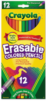 Crayola® Erasable Color Pencil Set,  3.3 mm, 12 Assorted Colors/Set