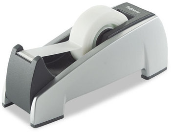Fellowes® Office Suites™ Tape Dispenser Desktop Heavy Base, 1" Core, Plastic, Black/Silver