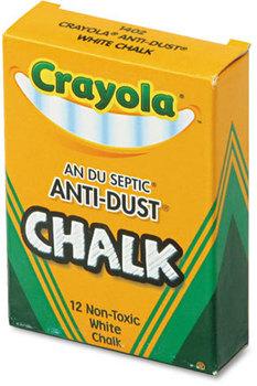 Crayola® Anti-Dust® Chalk,  White, 12 Sticks/Box