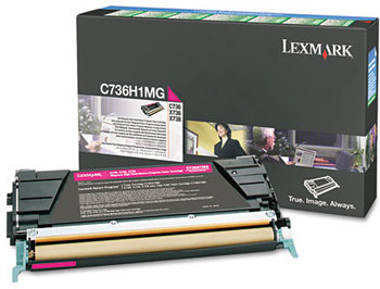 Lexmark™ C736H1CG, C736H1KG, C736H1MG, C736H1YG Toner,  10000 Page-Yield, Magenta