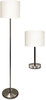 A Picture of product LED-L9135 Ledu Slim Line Lamp Set,  Table 12 5/8" High and Floor 61 1/2" High, Silver/White
