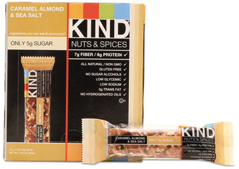 KIND Nuts and Spices Bar,  Caramel Almond and Sea Salt, 1.4 oz Bar, 12/Box
