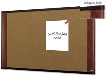 3M Widescreen Cork Board,  36 x 24, Aluminum Frame w/Mahogany Wood Grained Finish