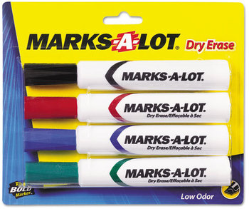 Avery® MARKS A LOT® Desk-Style Dry Erase Marker Broad Chisel Tip, Assorted Colors, 4/Set (24409)