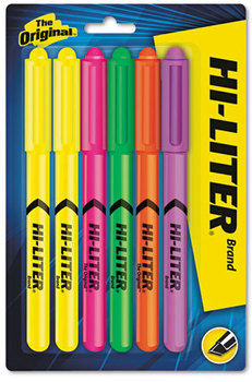 Avery® HI-LITER® Pen-Style Highlighters Assorted Ink Colors, Chisel Tip, Barrel 6/Set