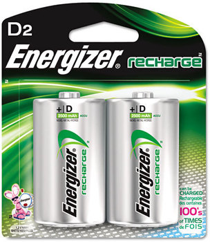 Energizer® NiMH Rechargeable Batteries,  D, 2 Batteries/Pack