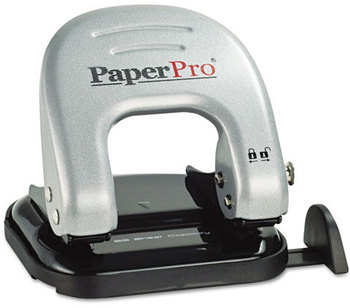 PaperPro® inDULGE™ Two-Hole Punch,  20-Sheet Capacity, Black/Silver